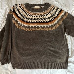 Weatherproof women’s Brown and Cream Patterned Crewneck Sweater